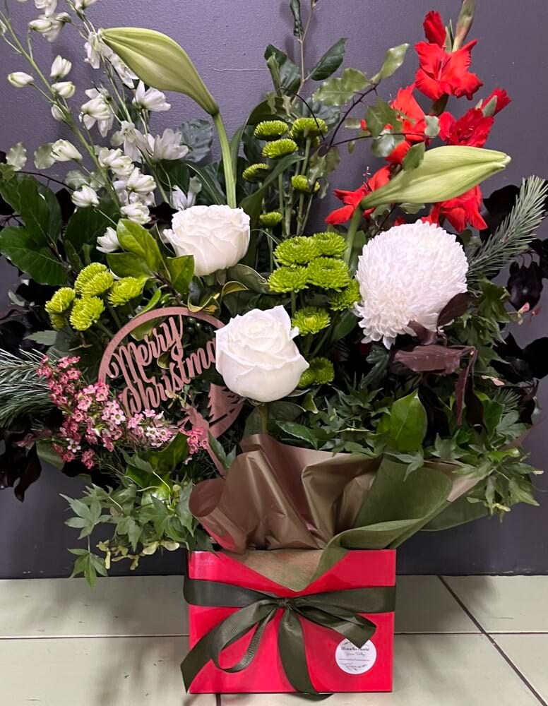 Christmas time boxed arrangement 